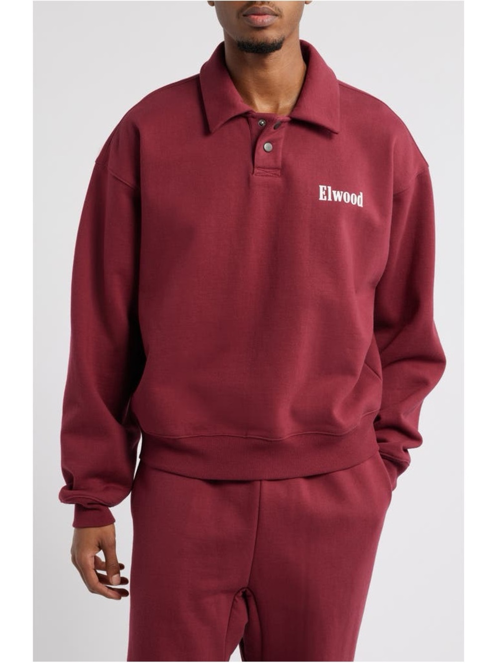 Elwood Heavyweight Fleece Polo Collar Sweatshirt Unisex Size Small